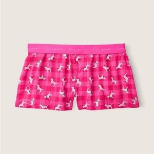 Victoria’s Secret Pink Dog Plaid Christmas Boxer Shorts XL